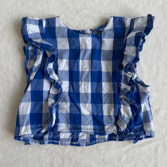 anthropologie whit two cascade blue and white gingham button up top - Picture 4 of 6